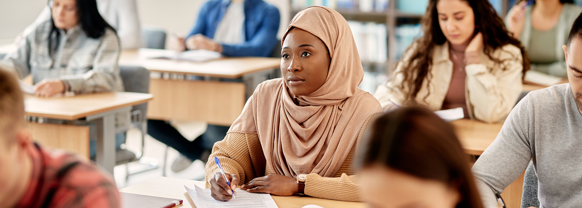 Students learning in a classroom