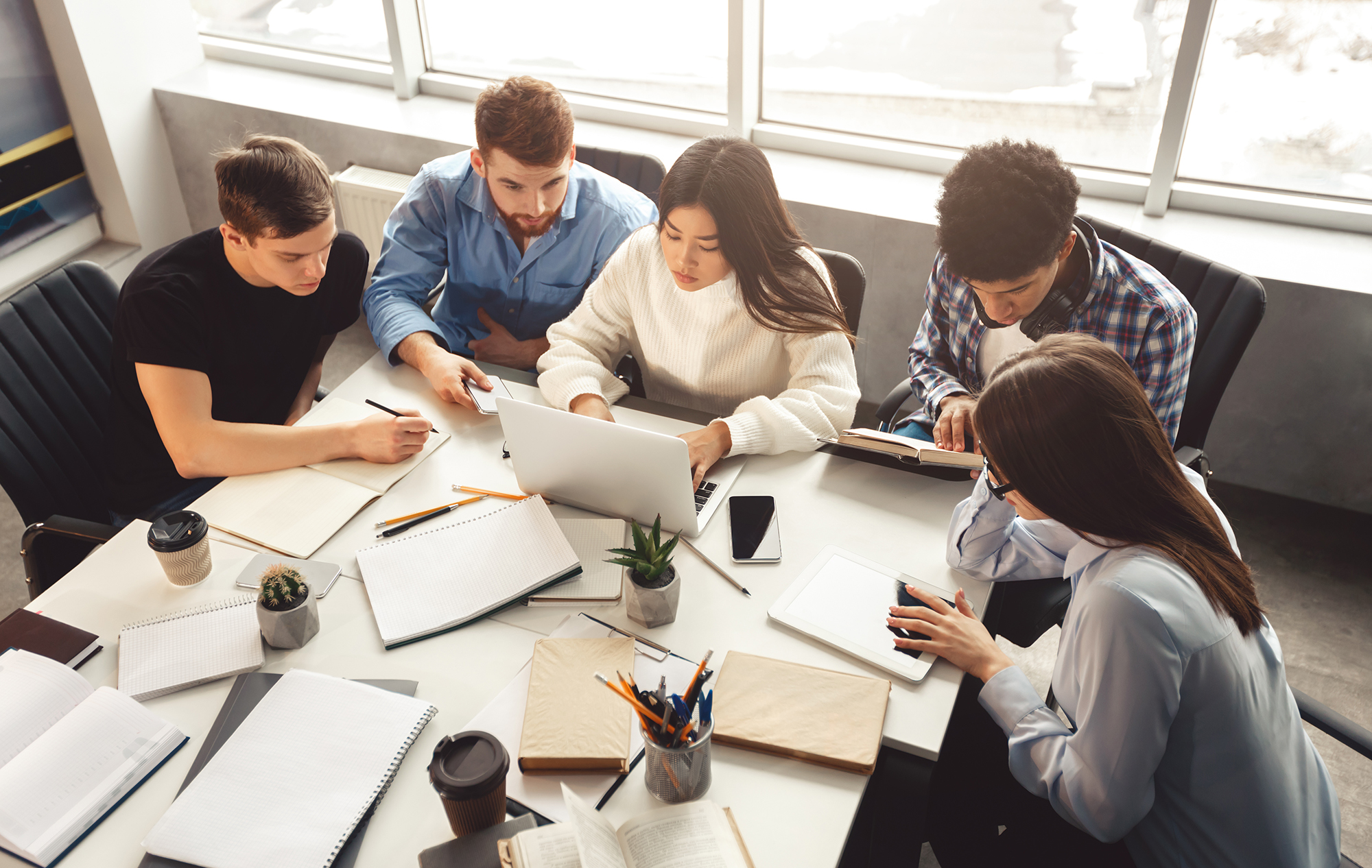 Students working in a group